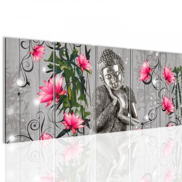 Canvas 5 luik schilderij boeddha bloem3 220 x 80 cm 505955