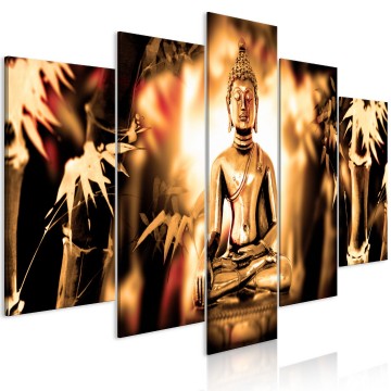 Canvas 5 luik schilderij boeddha bruin 106 240 x 112 cm 0038 b n