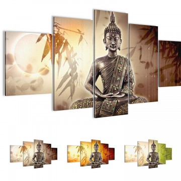 Canvas 5 luik schilderij boeddha feng shui 1 200 x 100 cm 5003125