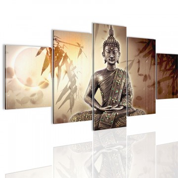 Canvas 5 luik schilderij boeddha feng shui 2 200 x 100 cm 5003125