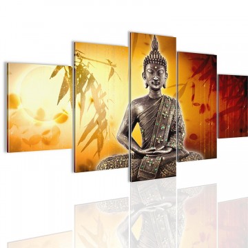Canvas 5 luik schilderij boeddha feng shui 3 200 x 100 cm 5003125