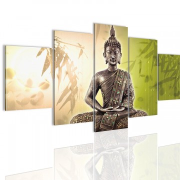Canvas 5 luik schilderij boeddha feng shui 4 200 x 100 cm 5003125