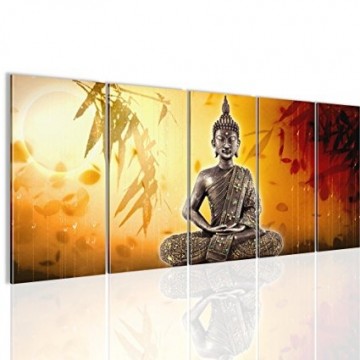 Canvas 5 luik schilderij boeddha feng shui3 220 x 80 cm 500355 0
