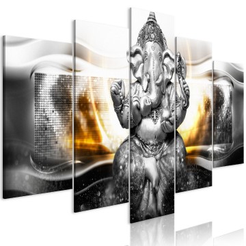 Canvas 5 luik schilderij boeddha ganesha 107 240 x 112 cm 0032 b n