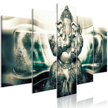 Canvas 5 luik schilderij boeddha ganesha 109 240 x 112 cm 0032 b n