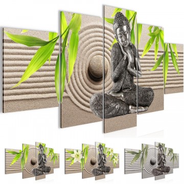 Canvas 5 luik schilderij boeddha ontspanning 1 200 x 100 cm 50555