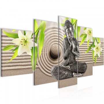 Canvas 5 luik schilderij boeddha ontspanning 3 200 x 100 cm 50555
