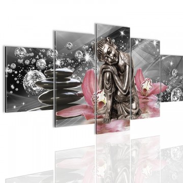Canvas 5 luik schilderij boeddha orchidee 4 200 x 100 cm 50535