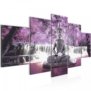Canvas 5 luik schilderij boeddha waterval 4 200 x 100 cm 503552