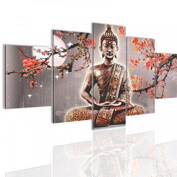 Canvas 5 luik schilderij boeddha1 2 200 x 100 cm 506516