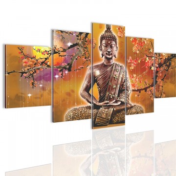 Canvas 5 luik schilderij boeddha1 3 200 x 100 cm 506516