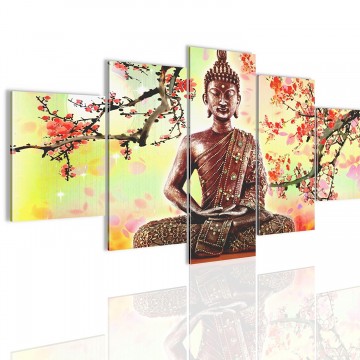Canvas 5 luik schilderij boeddha1 4 200 x 100 cm 506516