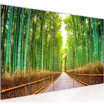 Canvas 5 luik schilderij bomen pad 1 220 x 80 cm 610455