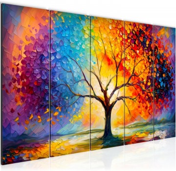 Canvas 5 luik schilderij boom abstract 220 x 80 cm 052955a