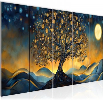 Canvas 5 luik schilderij boom abstract 220 x 80 cm 054555a