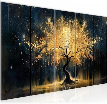 Canvas 5 luik schilderij boom abstract 220 x 80 cm 056955a