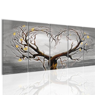 Canvas 5 luik schilderij boom hart4 220 x 80 cm 002355 0