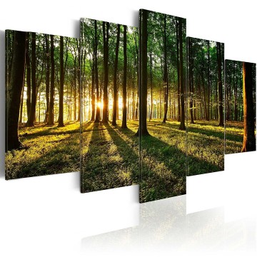 Canvas 5 luik schilderij bos 1 240 x 112 cm bb 0027 bn