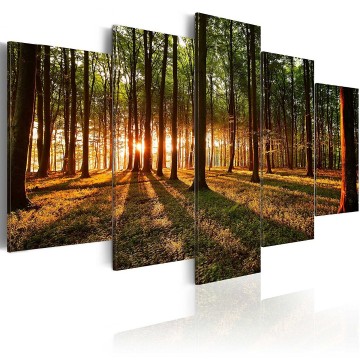 Canvas 5 luik schilderij bos 2 240 x 112 cm bb 0027 bn