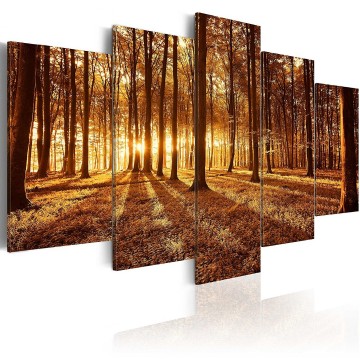 Canvas 5 luik schilderij bos 3 240 x 112 cm bb 0027 bn