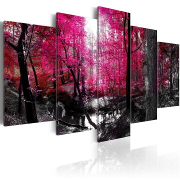 Canvas 5 luik schilderij bos natuur 103 240 x 112 cm 0231 b n