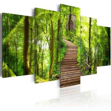 Canvas 5 luik schilderij bos trap 1 240 x 112 cm 030112 8
