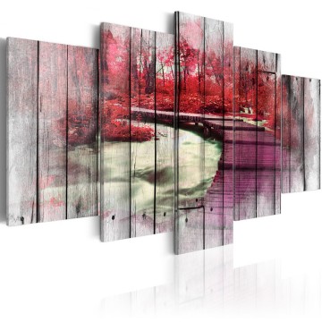 Canvas 5 luik schilderij bospad 12 240 x 112 cm cc 0054 bn