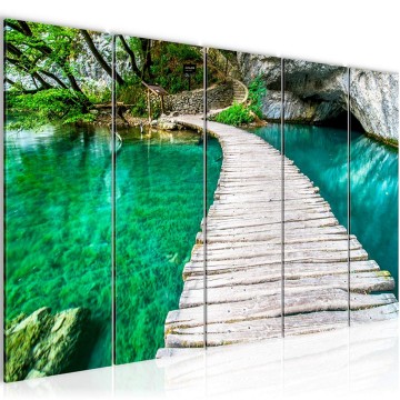 Canvas 5 luik schilderij bospad 2 220 x 80 cm 607455