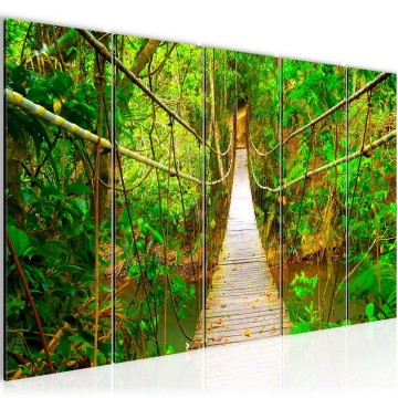 Canvas 5 luik schilderij bospad 3 220 x 80 cm 607455