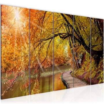 Canvas 5 luik schilderij bospad 5 220 x 80 cm 003255