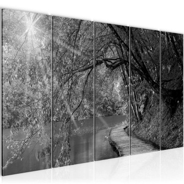 Canvas 5 luik schilderij bospad 6 220 x 80 cm 003255