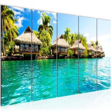 Canvas 5 luik schilderij caribbean beach 2 220 x 80 cm 610655