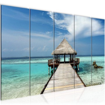 Canvas 5 luik schilderij caribbean beach 3 220 x 80 cm 611955