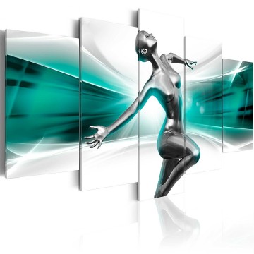 Canvas 5 luik schilderij dancing 2 abstract 240 x 112 cm h a 0029 b n