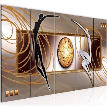 Canvas 5 luik schilderij dancing abstract6 220 x 80 cm 302555