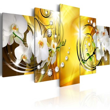 Canvas 5 luik schilderij diamand 2 orchidee 240 x 112 cm b a 0257 b n