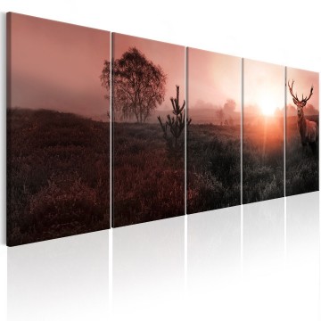 Canvas 5 luik schilderij dieren hert 0003 240 x 90 cm 0050 b n
