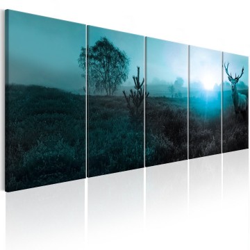 Canvas 5 luik schilderij dieren hert 0004 240 x 90 cm 0050 b n