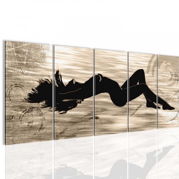 Canvas 5 luik schilderij erotic girl3 220 x 80 cm 300312