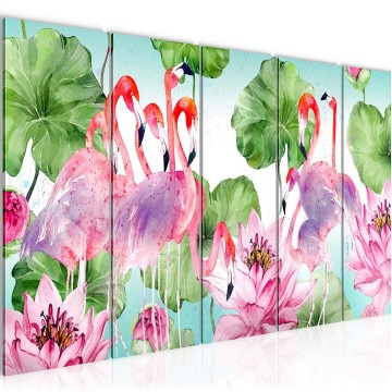 Canvas 5 luik schilderij flamingo 1 220 x 80 cm 017655