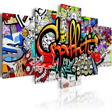 Canvas 5 luik schilderij graffiti 3 240 x 112 cm i a 0103 b n