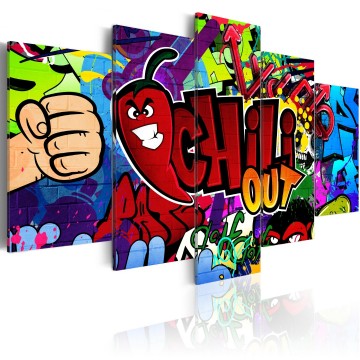 Canvas 5 luik schilderij grafitti 1 240 x 112 cm 020115 41