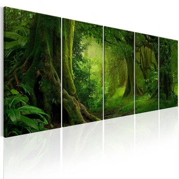 Canvas 5 luik schilderij groen bos 225 x 90 cm c b 0294 b m