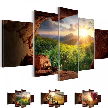 Canvas 5 luik schilderij grot uitzicht1 200 x 100 cm 60765