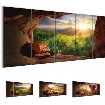 Canvas 5 luik schilderij grot uitzicht1 220 x 80 cm 607655