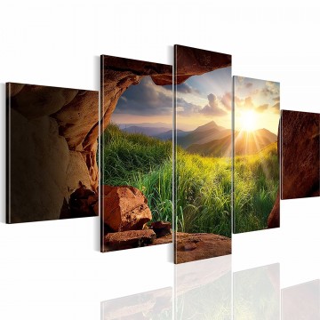 Canvas 5 luik schilderij grot uitzicht2 200 x 100 cm 60765