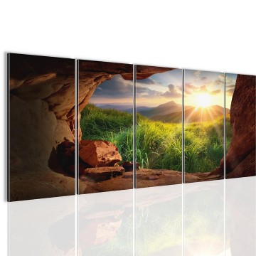 Canvas 5 luik schilderij grot uitzicht2 220 x 80 cm 607655 0