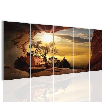 Canvas 5 luik schilderij grot uitzicht3 220 x 80 cm 607655 0