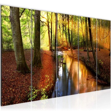 Canvas 5 luik schilderij herfstbos 1 220 x 80 cm 602355