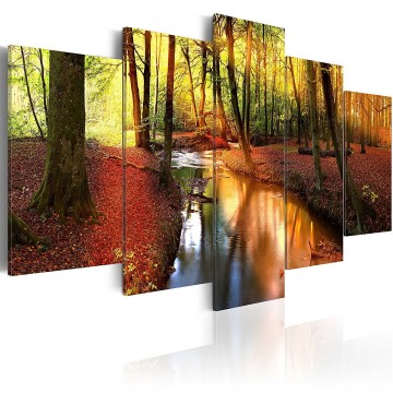 Canvas 5 luik schilderij herfstbos 1 240 x 112 cm c a 0064 b n